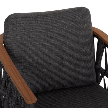 DINING CHAIR STREAM HM6427.01 DARK GREY ALUMINUM-STRAP ROPE & OLEFIN FABRIC 59x63x85Hcm.