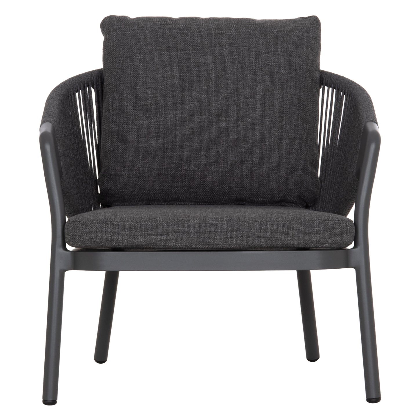 LOUNGE ALUMINUM CHAIR XANTION HM6471.01 WITH ROPE & CUSHIONS--GREY 71.5x77x78Hcm.