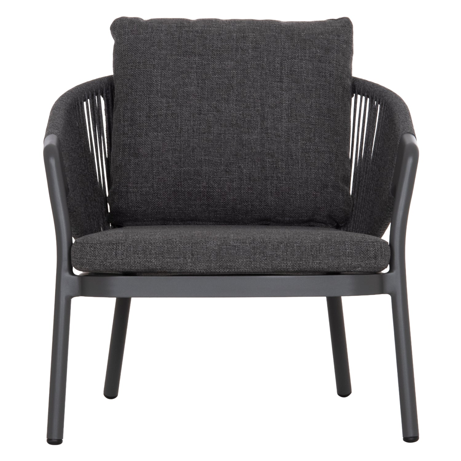 LOUNGE ALUMINUM CHAIR XANTION HM6471.01 WITH ROPE & CUSHIONS--GREY 71.5x77x78Hcm.