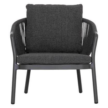 LOUNGE ALUMINUM CHAIR XANTION HM6471.01 WITH ROPE & CUSHIONS--GREY 71.5x77x78Hcm.