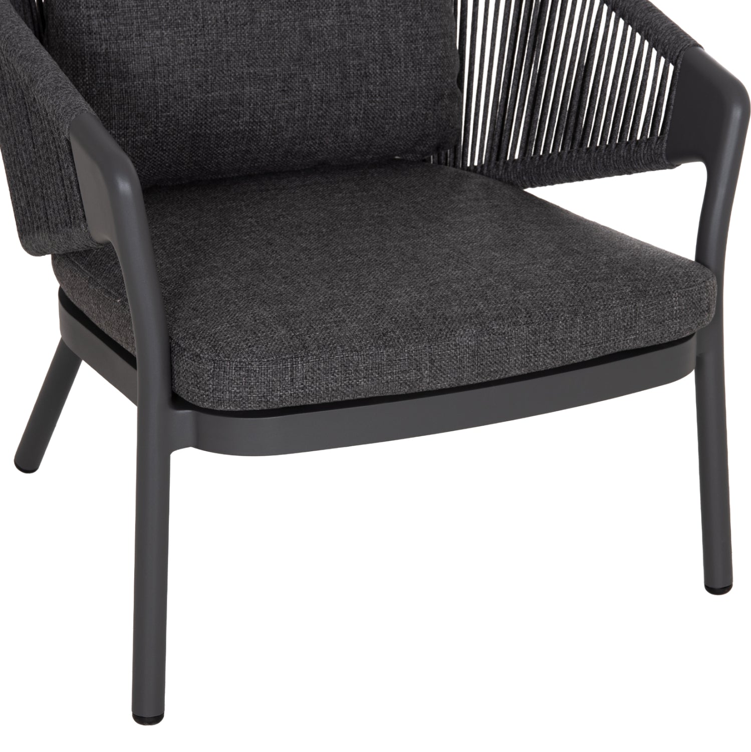 LOUNGE ALUMINUM CHAIR XANTION HM6471.01 WITH ROPE & CUSHIONS--GREY 71.5x77x78Hcm.
