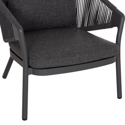 LOUNGE ALUMINUM CHAIR XANTION HM6471.01 WITH ROPE & CUSHIONS--GREY 71.5x77x78Hcm.