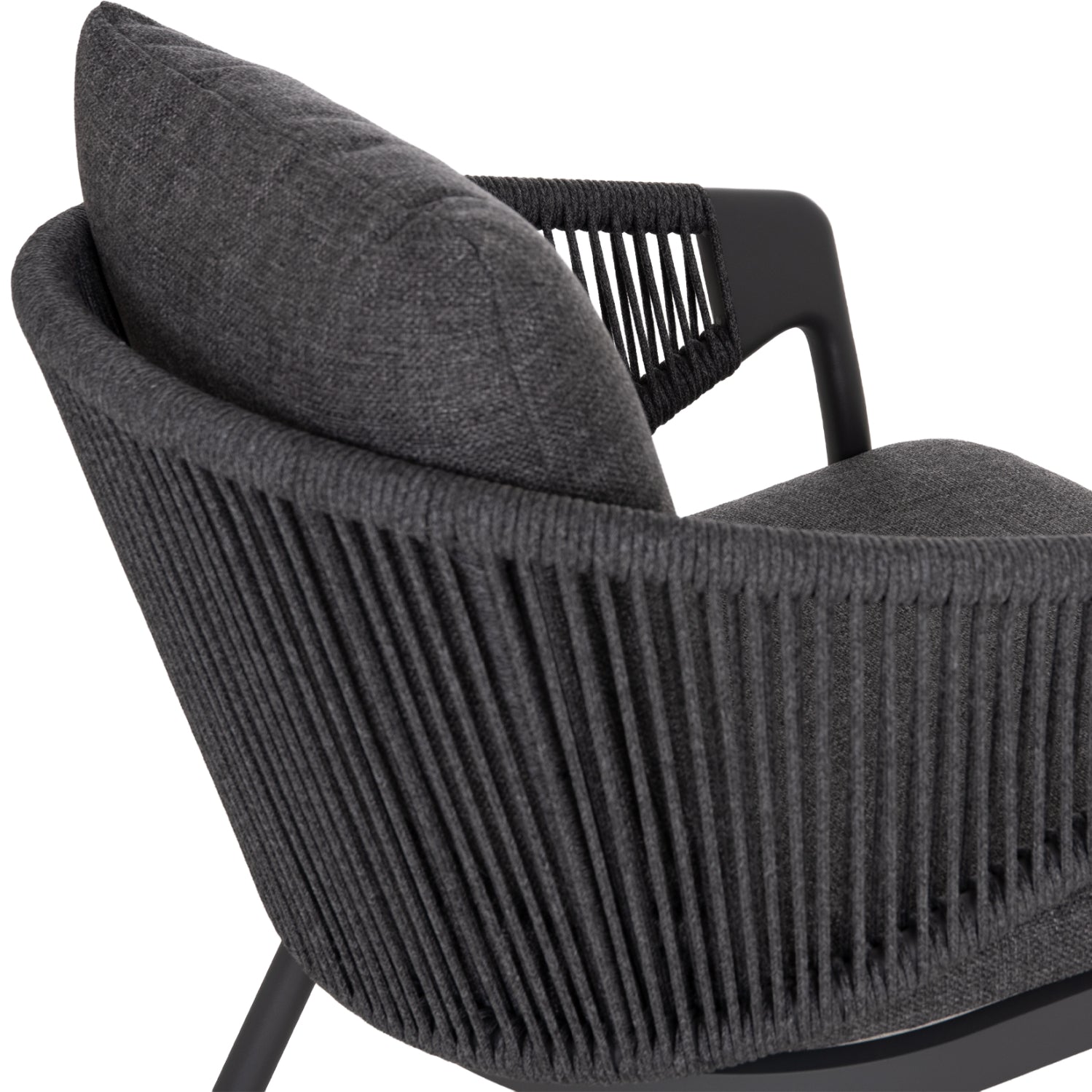 LOUNGE ALUMINUM CHAIR XANTION HM6471.01 WITH ROPE & CUSHIONS--GREY 71.5x77x78Hcm.