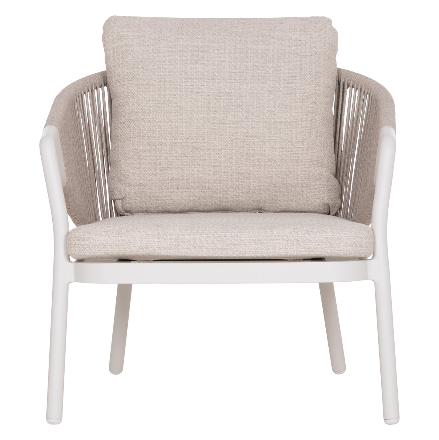 LOUNGE ALUMINUM CHAIR XANTION HM6471.02 WITH ROPE & CUSHIONS--WHITE 71.5x77x78Hcm.