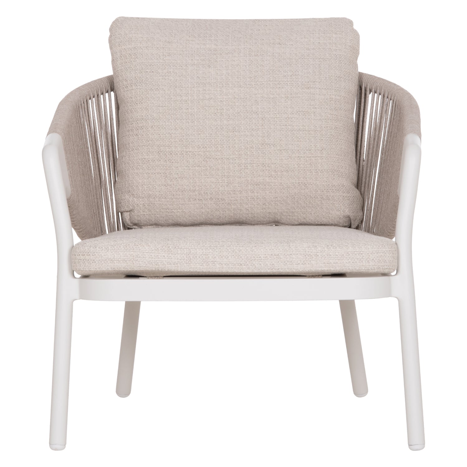 LOUNGE ALUMINUM CHAIR XANTION HM6471.02 WITH ROPE & CUSHIONS--WHITE 71.5x77x78Hcm.