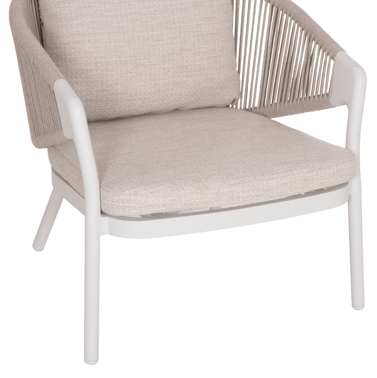 LOUNGE ALUMINUM CHAIR XANTION HM6471.02 WITH ROPE & CUSHIONS--WHITE 71.5x77x78Hcm.