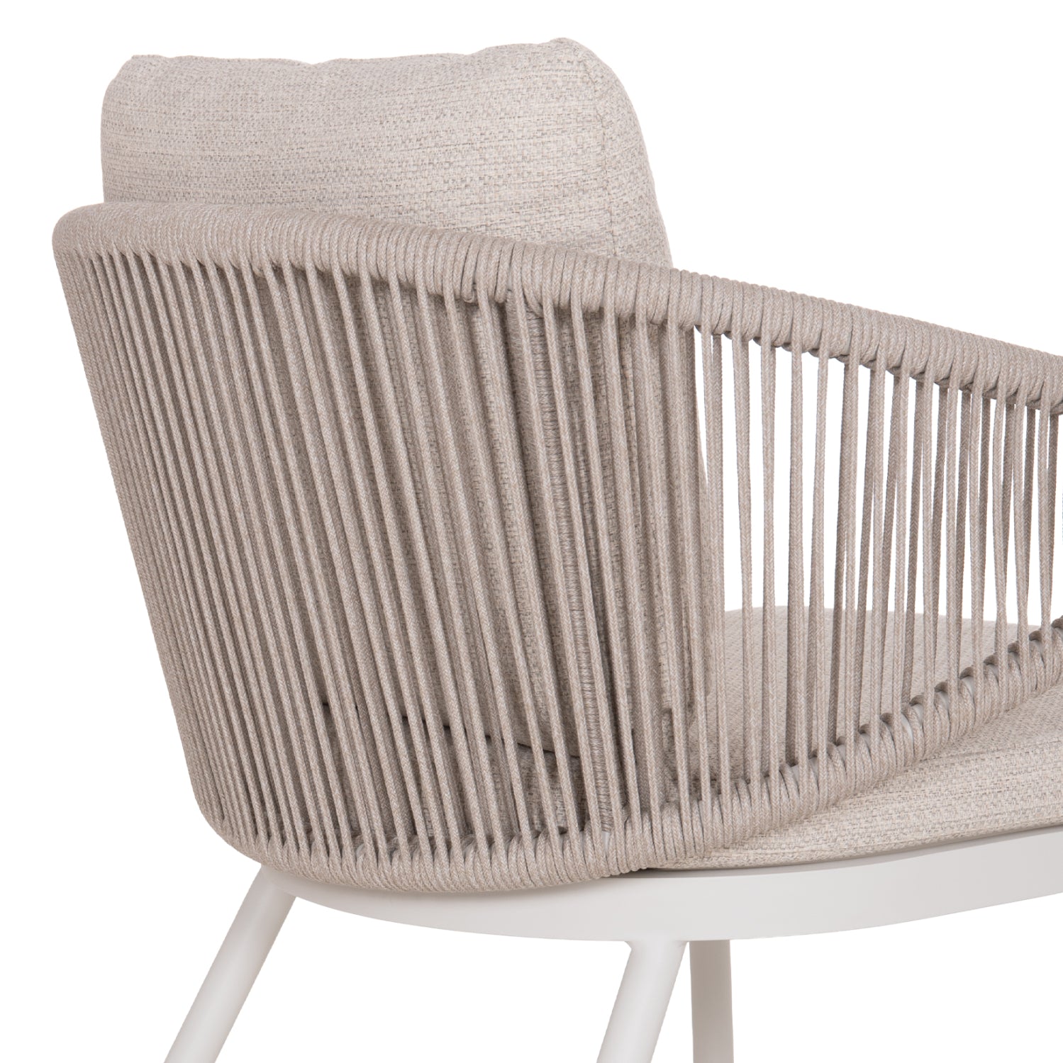 LOUNGE ALUMINUM CHAIR XANTION HM6471.02 WITH ROPE & CUSHIONS--WHITE 71.5x77x78Hcm.
