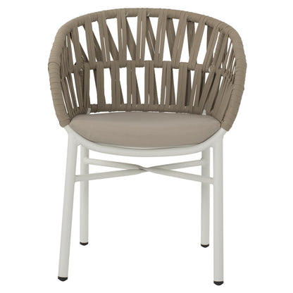ARMCHAIR ALUMINUM WHITE WITH BEIGE ROPE 57x56x78Η cm.HM5857.02