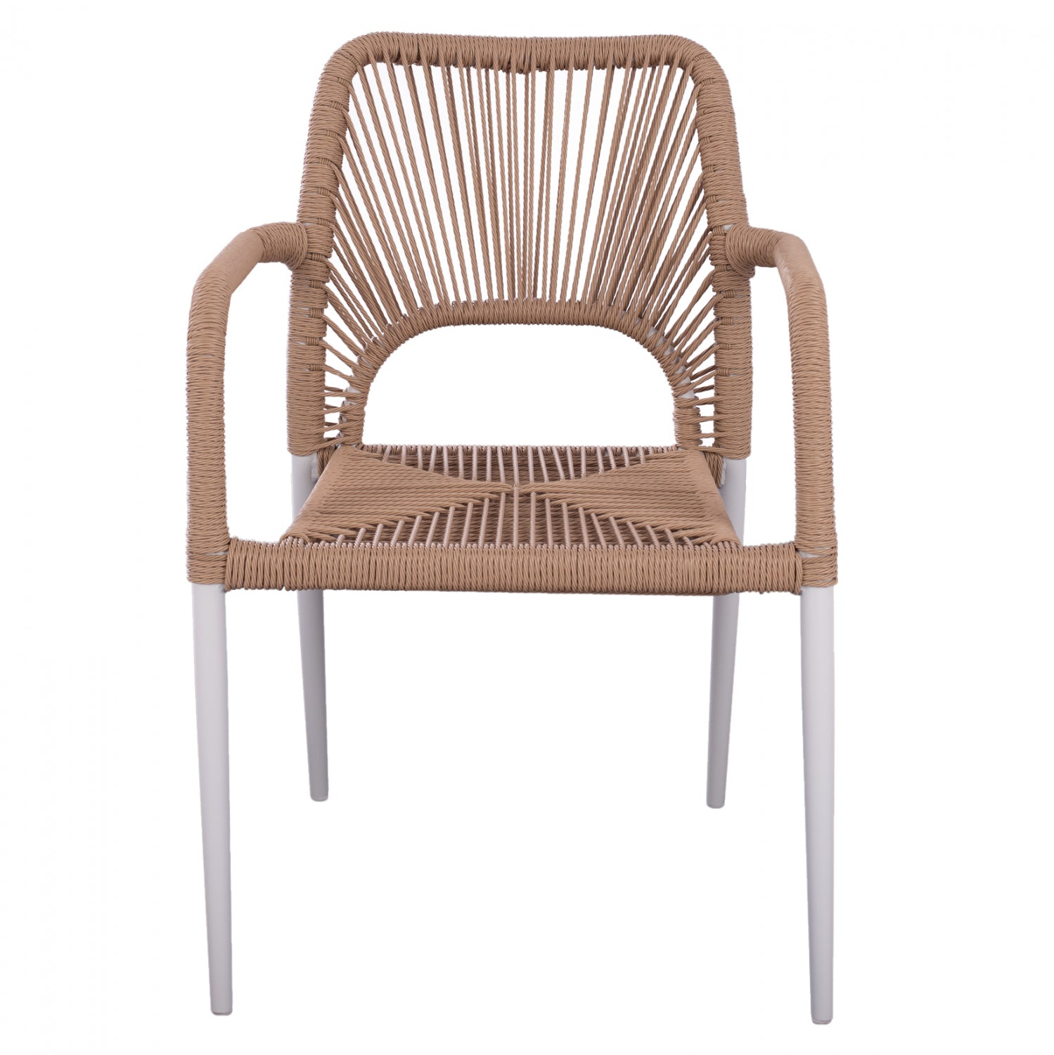 WHITE ALUMINUM ARMCHAIR WITH BEIGE PE ROPE HM5771.01 55Χ63Χ82Η cm.