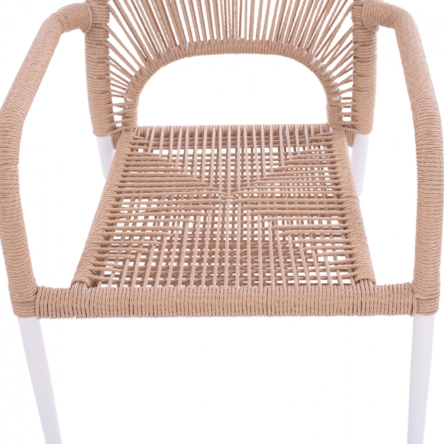 WHITE ALUMINUM ARMCHAIR WITH BEIGE PE ROPE HM5771.01 55Χ63Χ82Η cm.