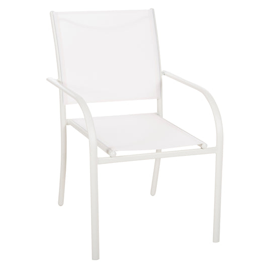 OUTDOOR ARMCHAIR REDAN HM5976.02 WHITE METAL-WHITE TEXTILENE 56x60x88Hcm.