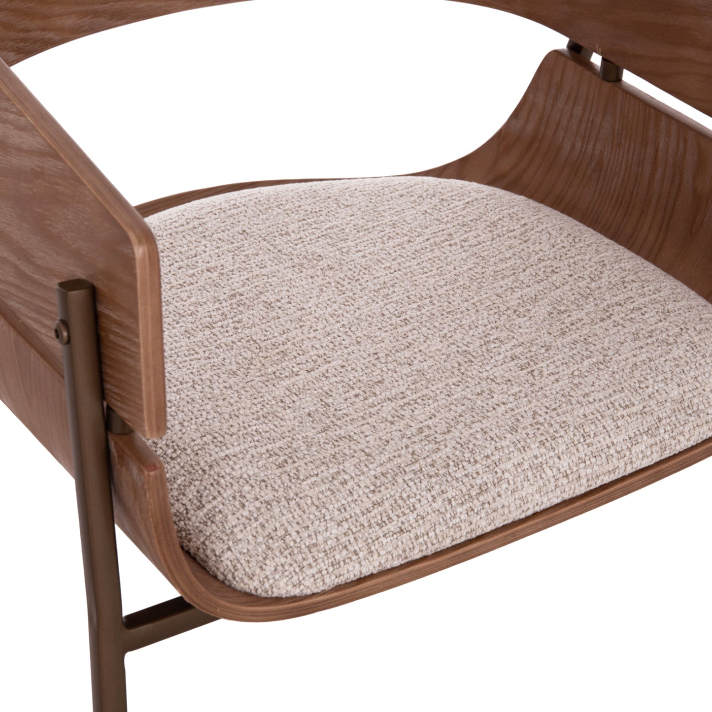 DINING ARMCHAIR KRILL HM18254.01 PLYWOOD IN WHITEWASH--META LEGS IN COPPER COLOR 55.5x55x72Hcm.