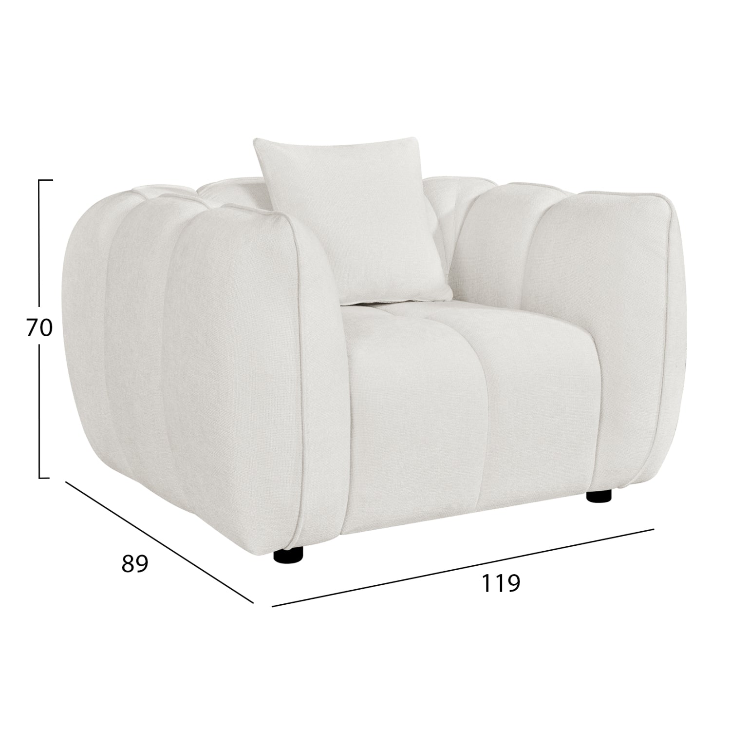LOUNGE ARMCHAIR LYKKE HM3325.02 ECRU FABRIC 119x89x70Hcm