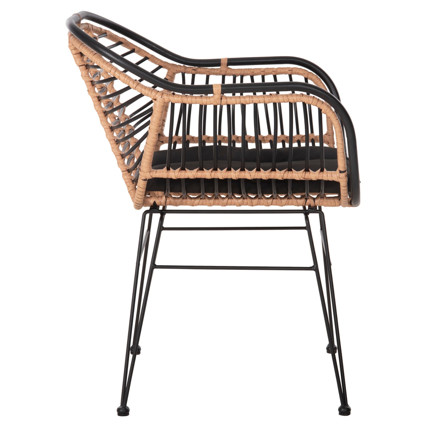 OUTDOOR ARMCHAIR ALLEGRA HM5663.11 METAL FRAME-P.E.RATTAN IN BEIGE & BLACK 58x59x81Hcm.
