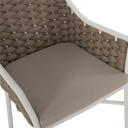 ARMCHAIR ALUMINUM HM5858.02 WHITE WITH BEIGE ROPE 56x58x76Hcm.