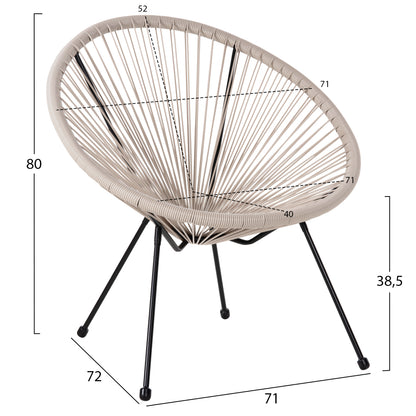 ARMCHAIR OUTDOOR NEST-TYPE ACAPULCO HM5872.03 BLACK METAL-SYNTHETIC RATTAN IN ECRU 71x72x80Hcm.