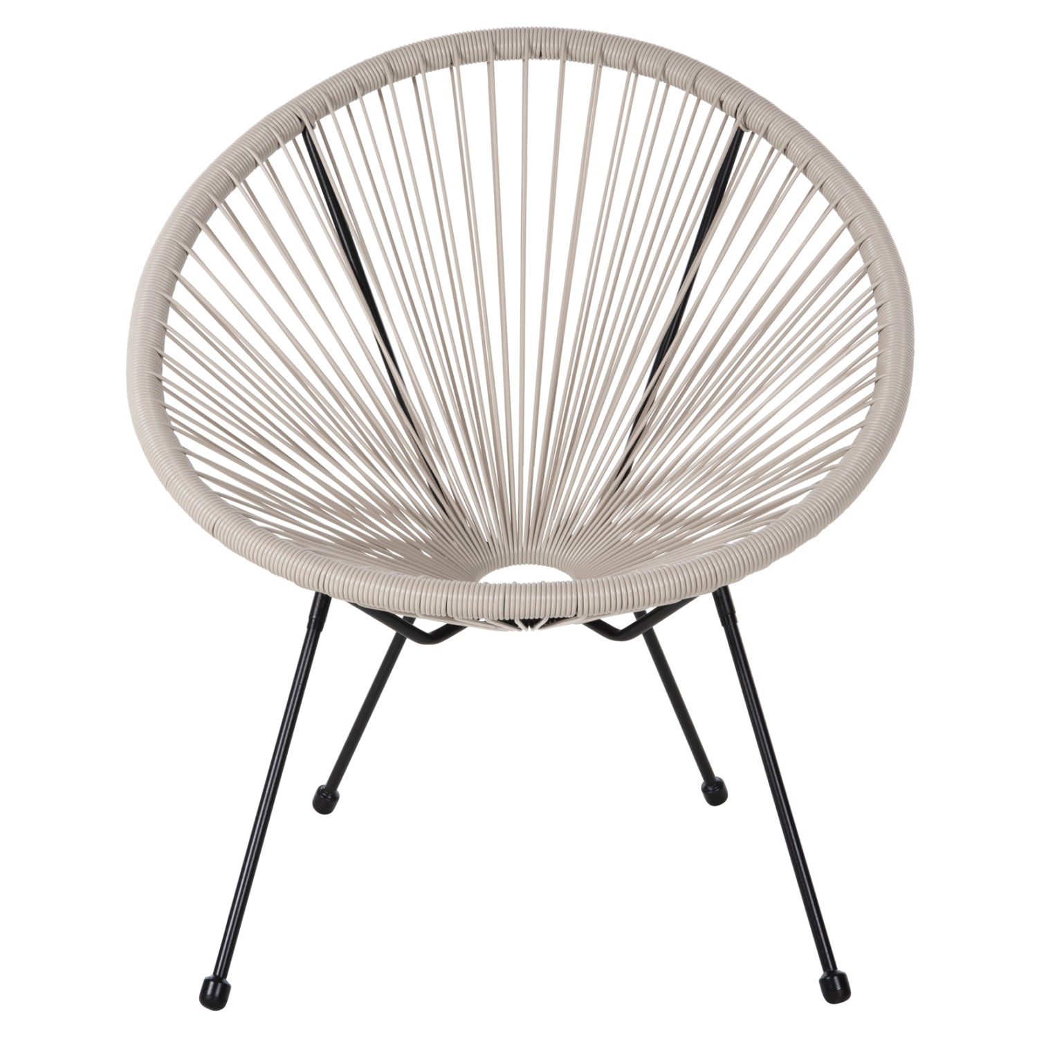 ARMCHAIR OUTDOOR NEST-TYPE ACAPULCO HM5872.03 BLACK METAL-SYNTHETIC RATTAN IN ECRU 71x72x80Hcm.