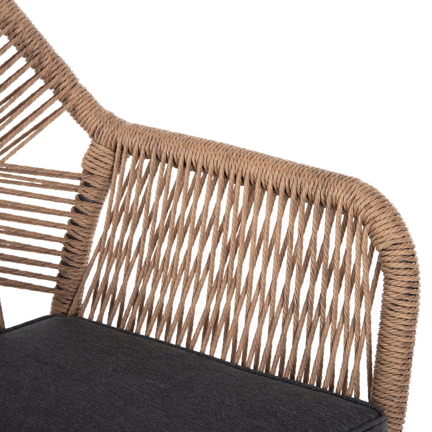 ARMCHAIR TOPIN HM6048.03 ALUMINUM ANTHRACITE-P.E. RATTAN BEIGE-CUSHION ANTHRACITE 57x65x84Hcm