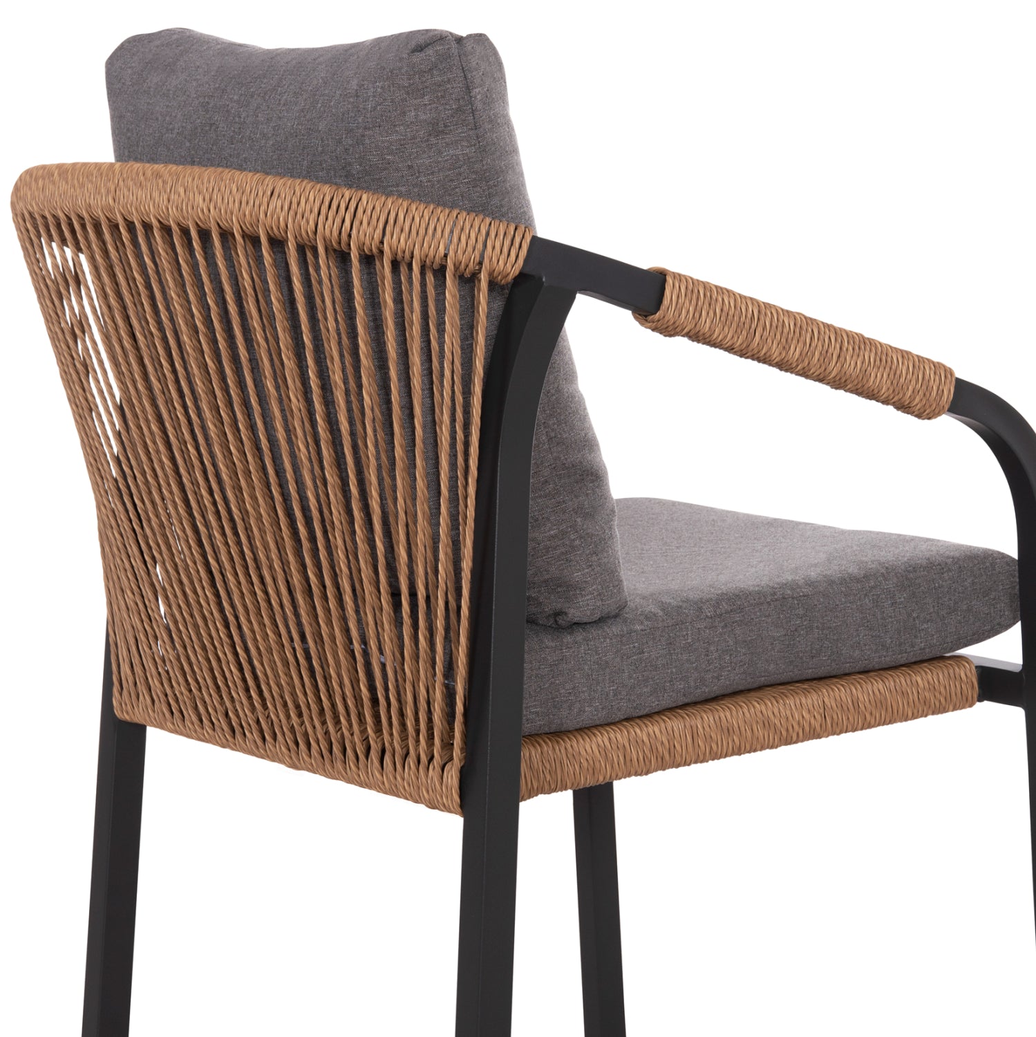 ARMCHAIR MAERLY HM6051.13 ANTHRACITE ALUMINUM AND CUSHIONS-P.E.RATTAN IN LIGHT BROWN 57x60x84Hcm.