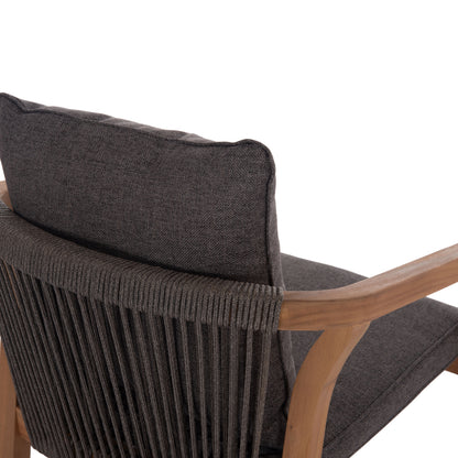 OUTDOOR DINING CHAIR CONTREL HM6244.02 ACACIA WOOD IN NATURAL-ROPE & CUSHIONS IN GREY 58x60x74Hcm.