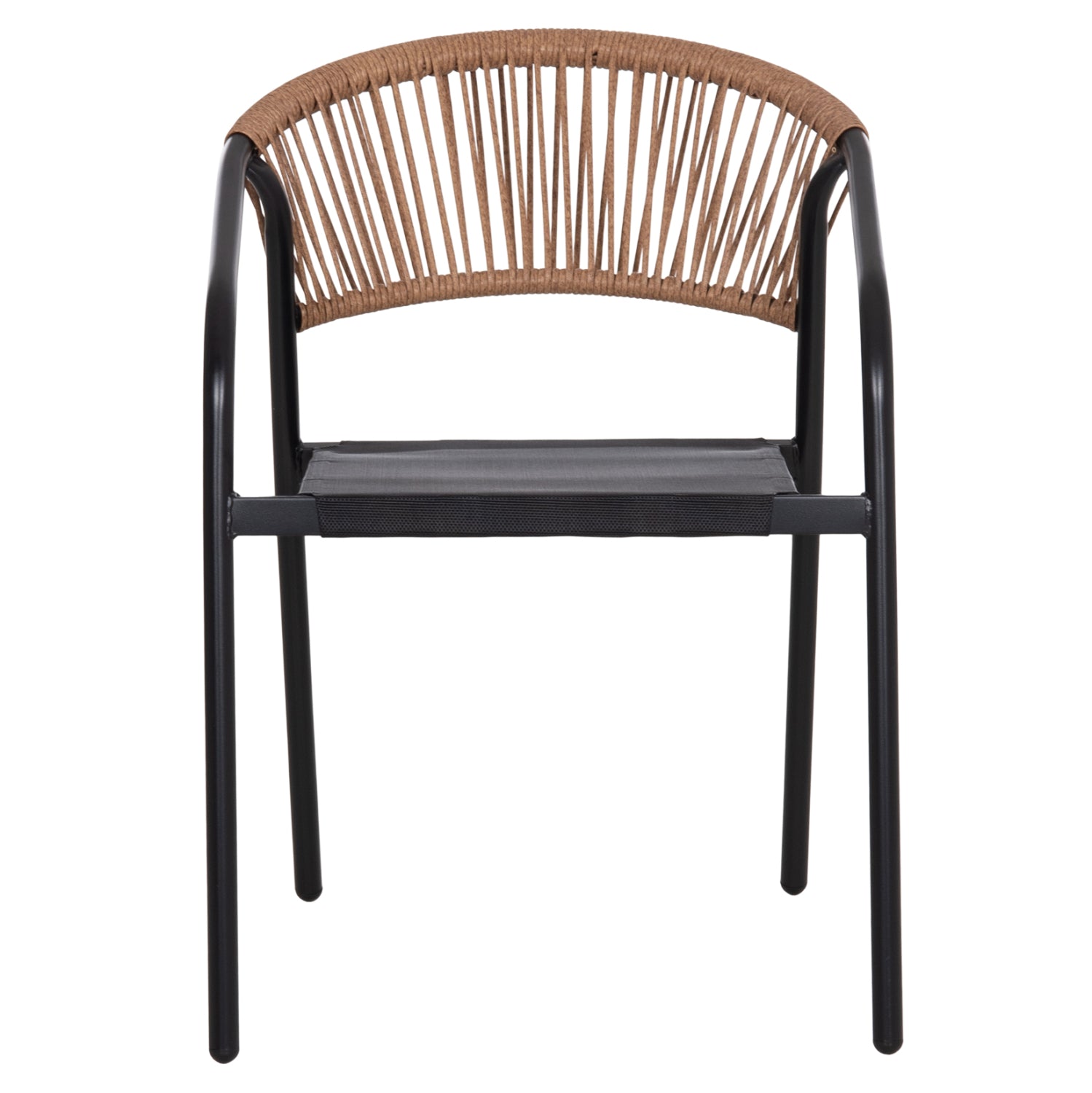 OUTDOOR ARMCHAIR HOMAN HM6430.03 METAL FRAME & TEXTILENE SEAT IN BLACK--BEIGE P.E.RATTAN 53x58x75H