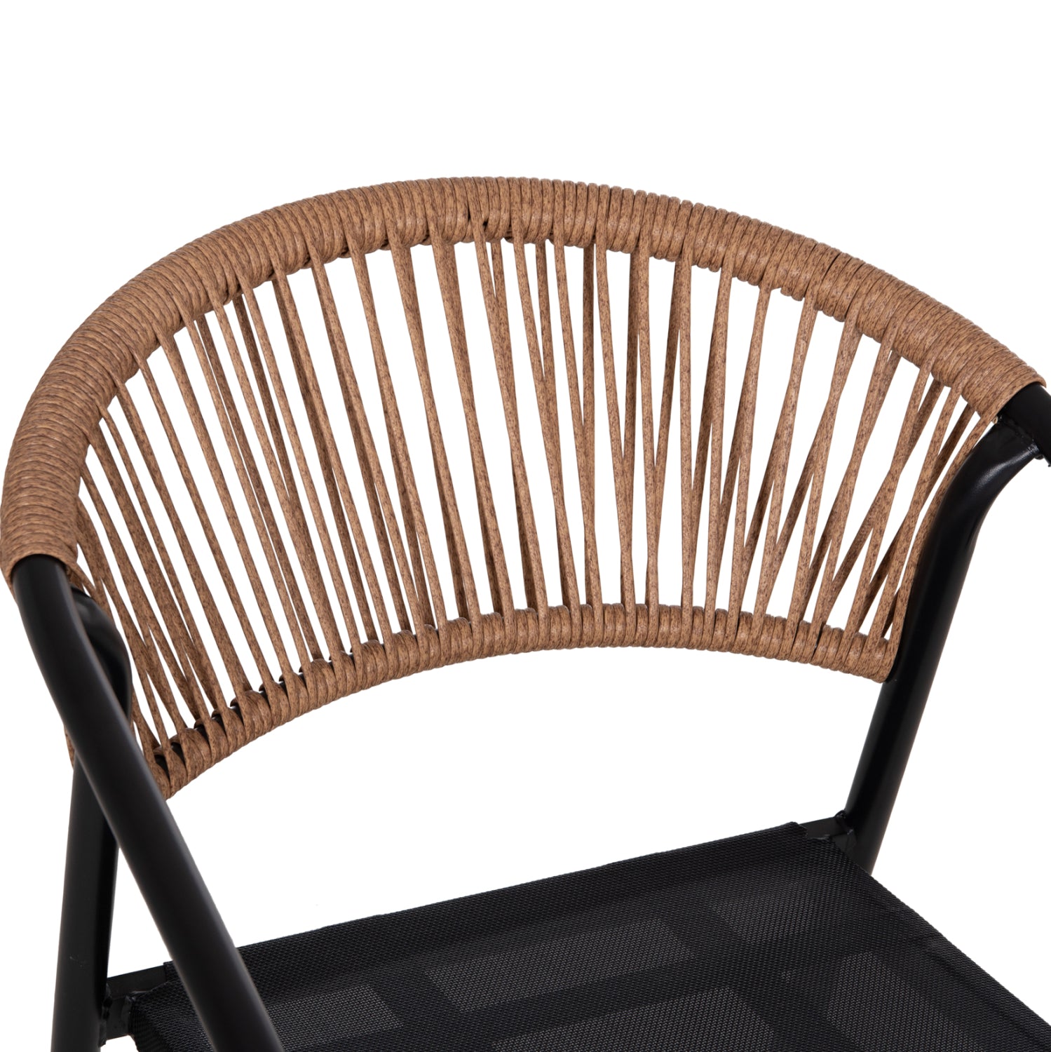OUTDOOR ARMCHAIR HOMAN HM6430.03 METAL FRAME & TEXTILENE SEAT IN BLACK--BEIGE P.E.RATTAN 53x58x75H