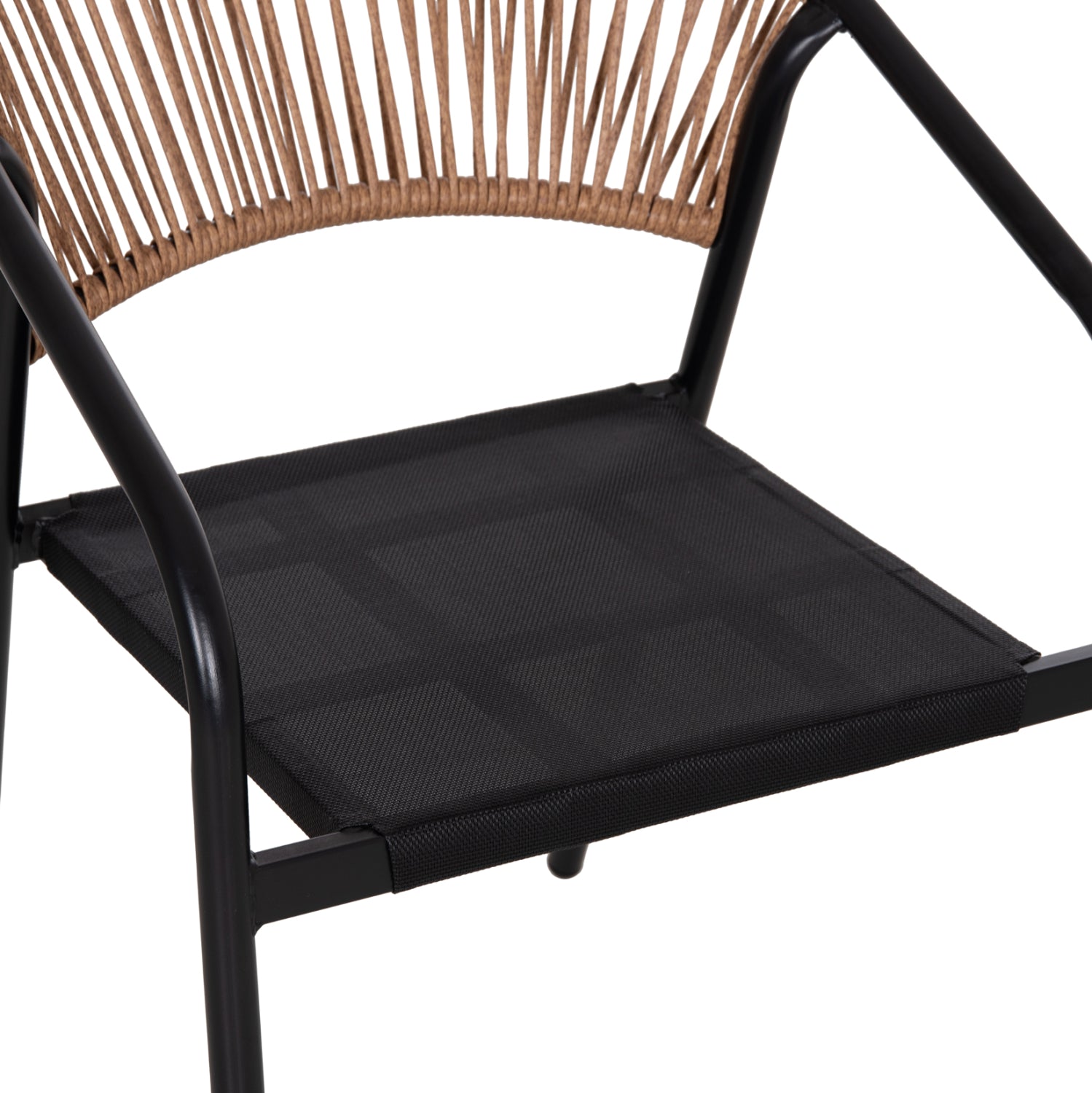 OUTDOOR ARMCHAIR HOMAN HM6430.03 METAL FRAME & TEXTILENE SEAT IN BLACK--BEIGE P.E.RATTAN 53x58x75H