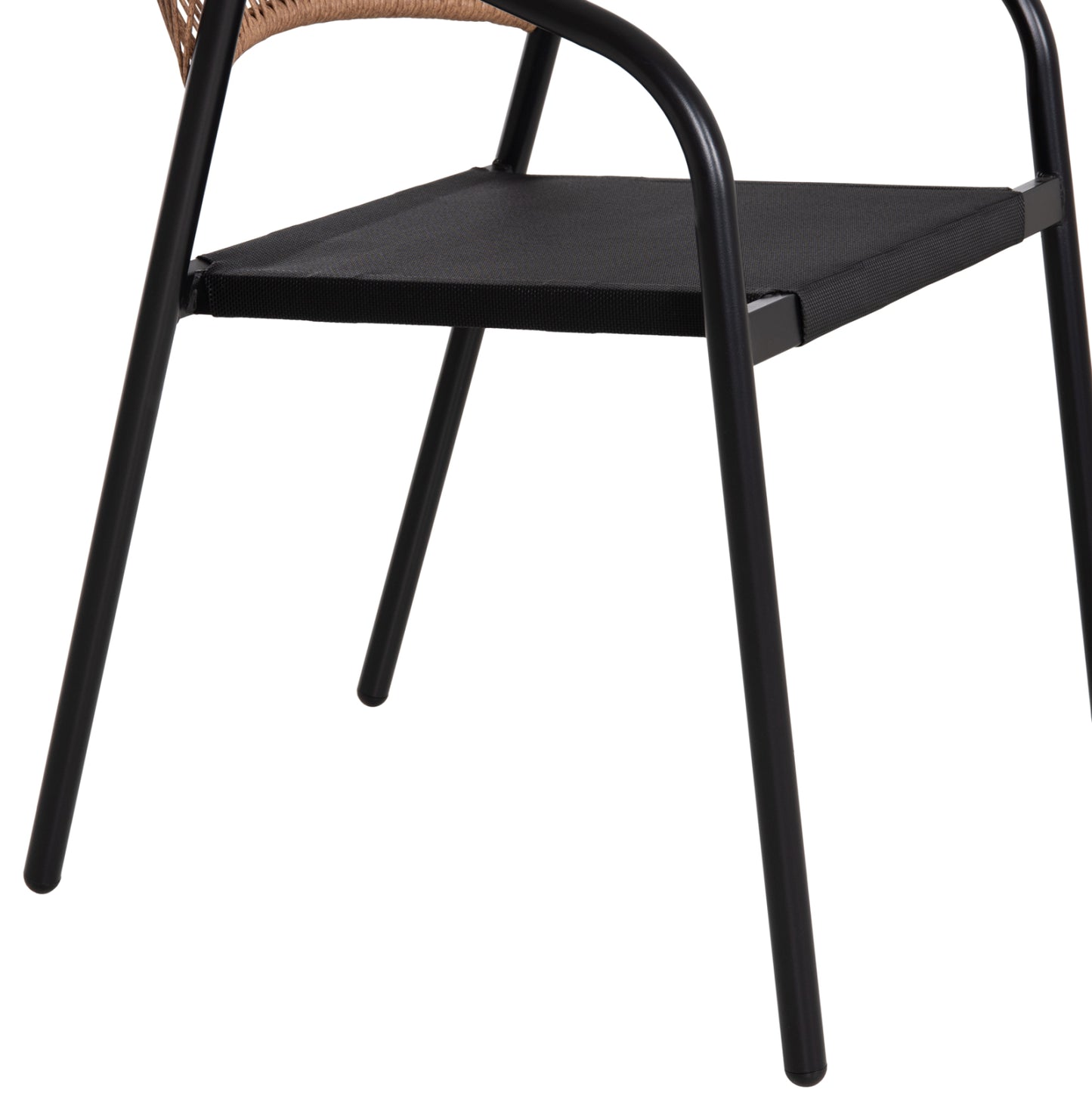 OUTDOOR ARMCHAIR HOMAN HM6430.03 METAL FRAME & TEXTILENE SEAT IN BLACK--BEIGE P.E.RATTAN 53x58x75H