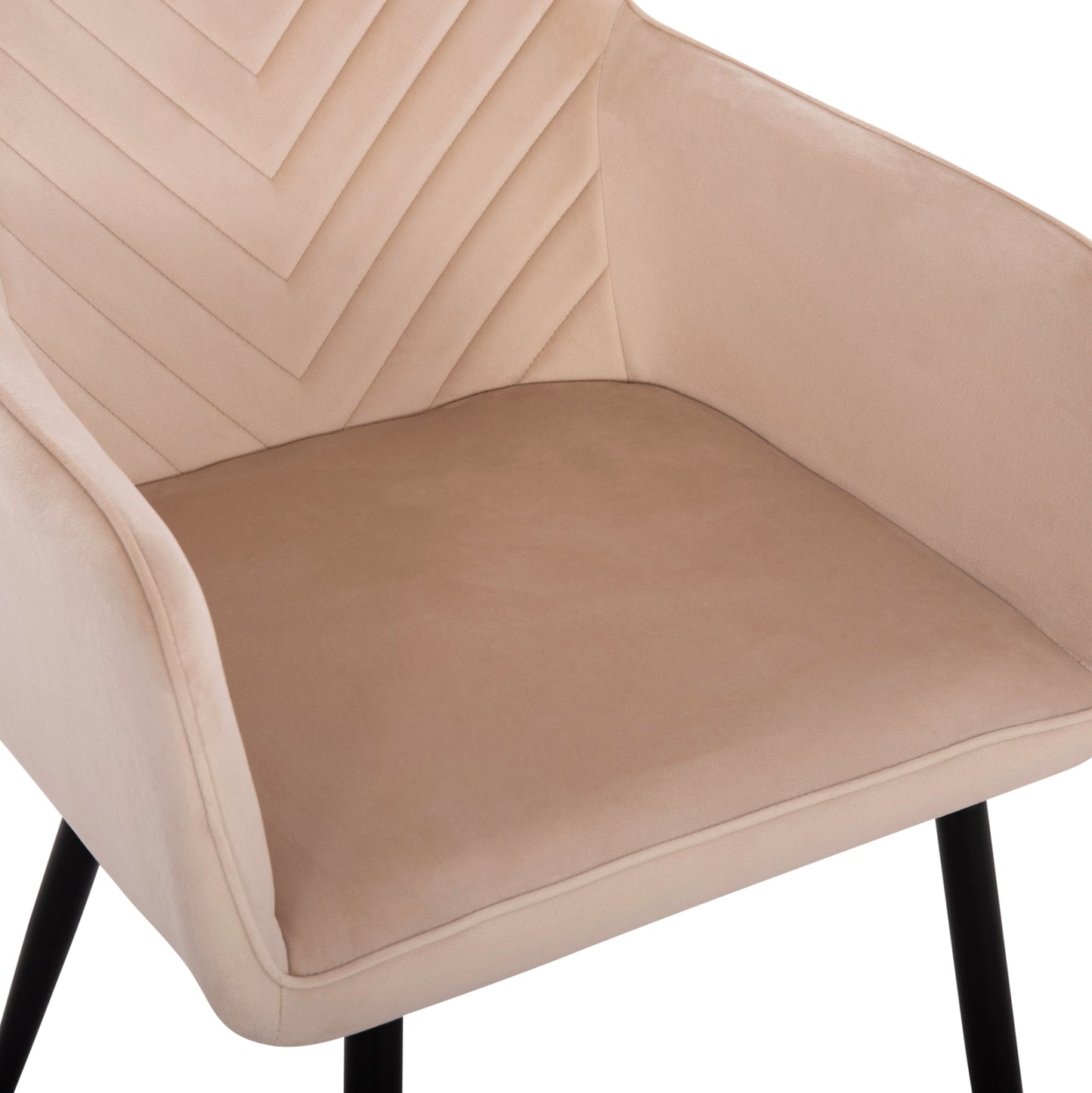 DINING ARMCHAIR LATRELL HM8582.05 ECRU VELVET & BLACK METAL LEGS 54x57x84Hcm.