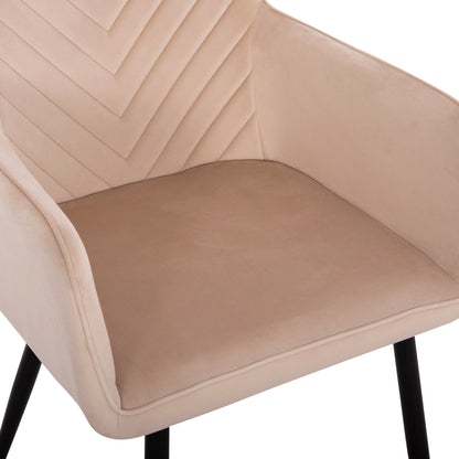 DINING ARMCHAIR LATRELL HM8582.05 ECRU VELVET & BLACK METAL LEGS 54x57x84Hcm.