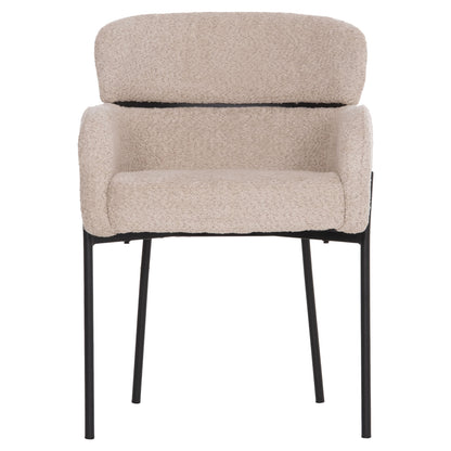 ARMCHAIR WOLF HM8583.02 ECRU BOUCLE FABRIC-BLACK METAL LEGS 56x62x80Hcm.