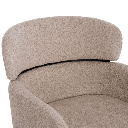 ARMCHAIR WOLF HM8583.02 ECRU BOUCLE FABRIC-BLACK METAL LEGS 56x62x80Hcm.