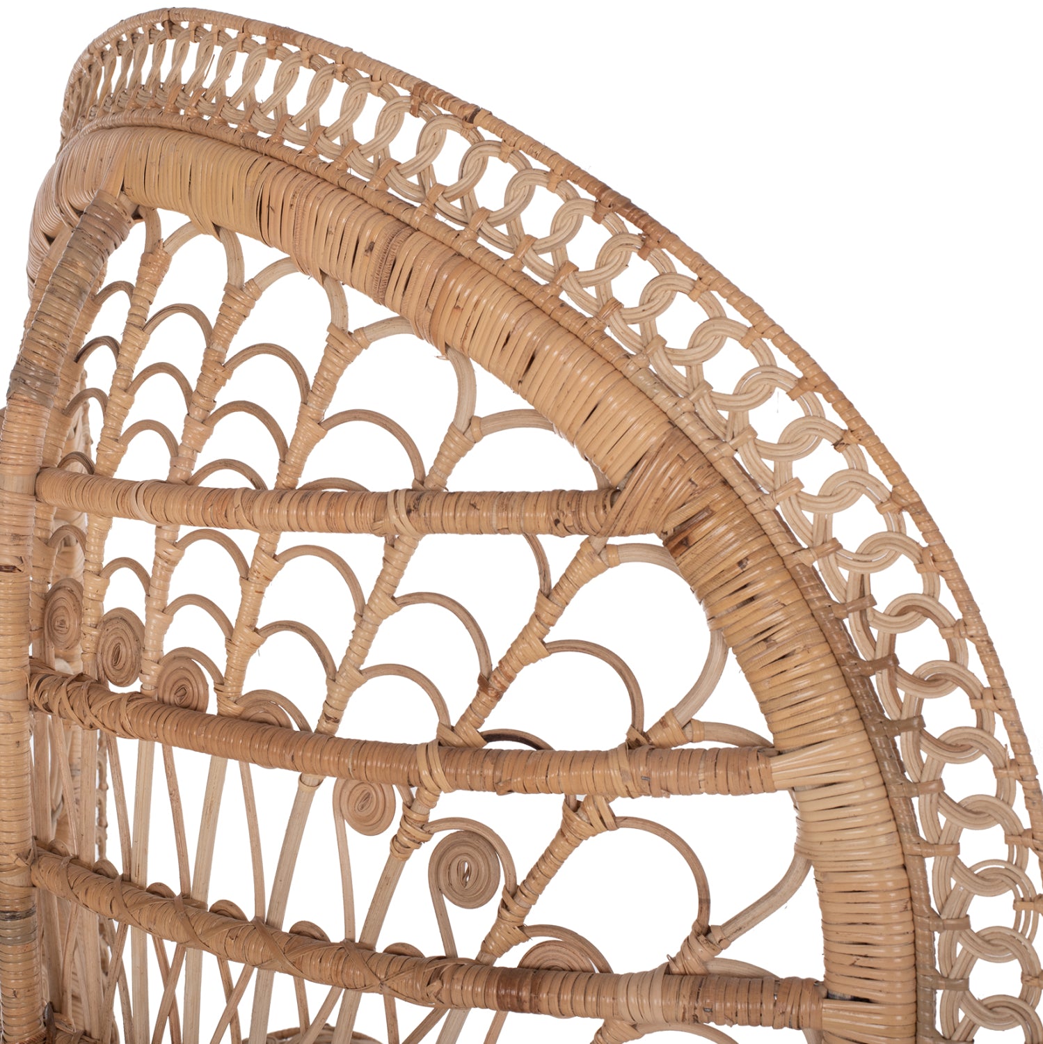 ARMCHAIR ROYAL PEACOCK HM9342 RATTAN IN NATURAL- CUSHION BEIGE 114x72x150Hcm.