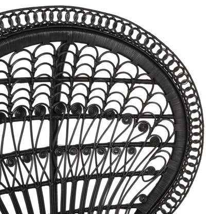 ARMCHAIR ROYAL PEACOCK HM9342.03 RATTAN IN BLACK- CUSHION BLACK 114x72x150Hcm.