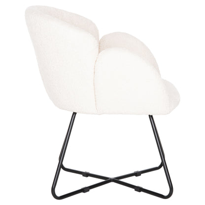 ARMCHAIR HARNIS HM9603.06 ECRU BOUCLE-BLACK METAL BASE 59.5x64x77 cm.