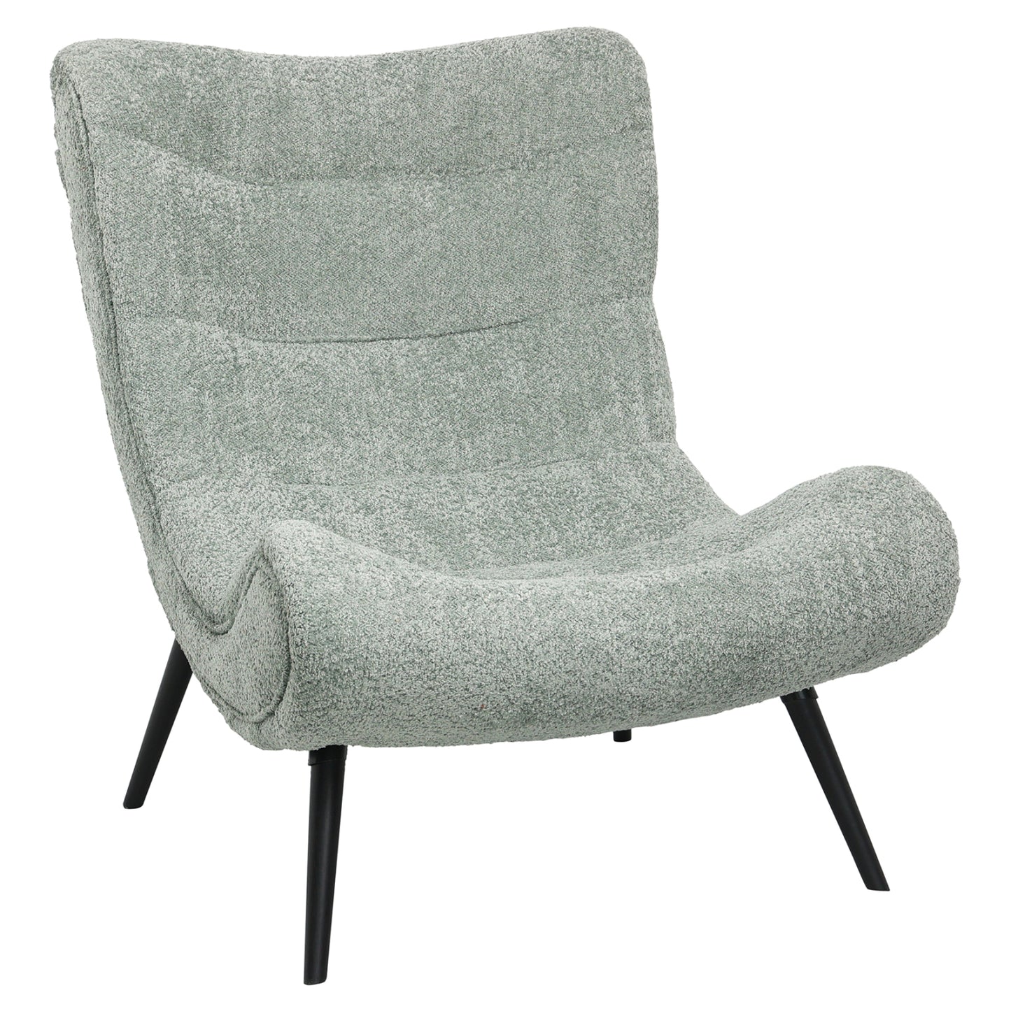 ARMCHAIR BRYM HM9605.05 PISTACHIO GREEN BOUCLE FABRIC-BLACK WOODEN LEGS 97x80x100Hcm.