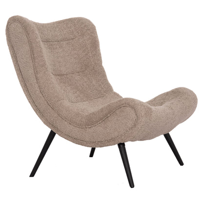LOUNGE CHAIR BRYM HM9605.08 DARK BEIGE BOUCLE FABRIC-BLACK WOODEN LEGS 80x95x95Hcm.