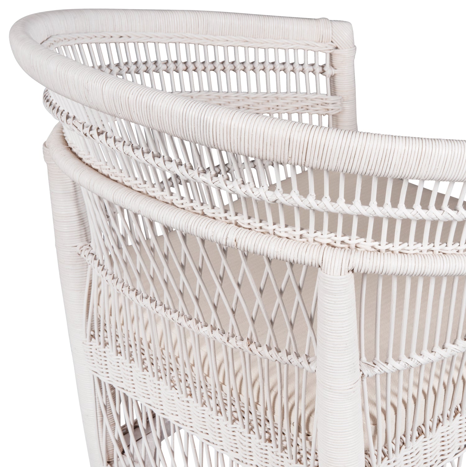 ARMCHAIR MALAWI HM9635.02 MAHOGANY WOOD WITH RATTAN IN WHITE-WHITE CUSHION 80x70x86Hcm.