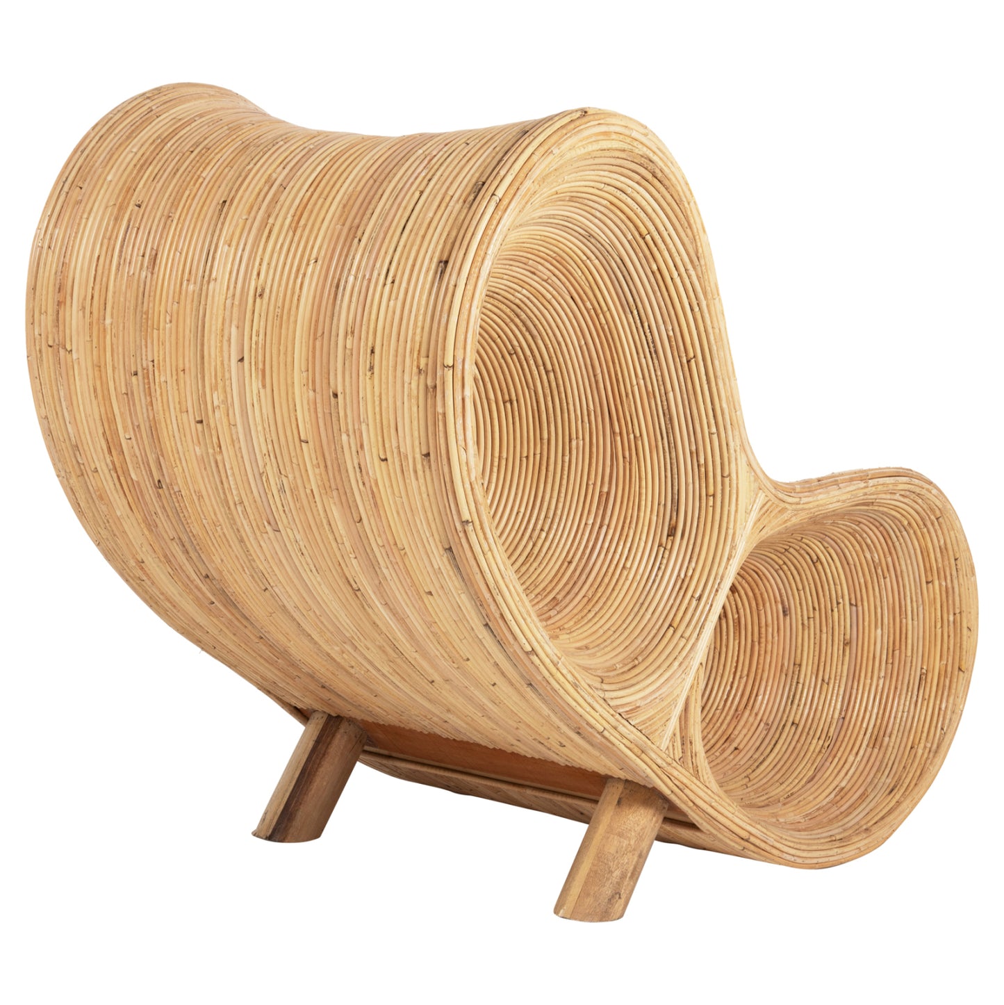ARMCHAIR CURVY LOUNGE HM9645.01 RATTAN IN NATURAL COLOR 63x128x97Hcm.
