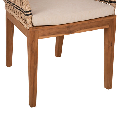 ARMCHAIR STARDOM HM9760.02 TEAK WOOD AND ROPE-NATURAL WITH ANTHRACITE DETAILS COLOR 57x65x83Hcm.