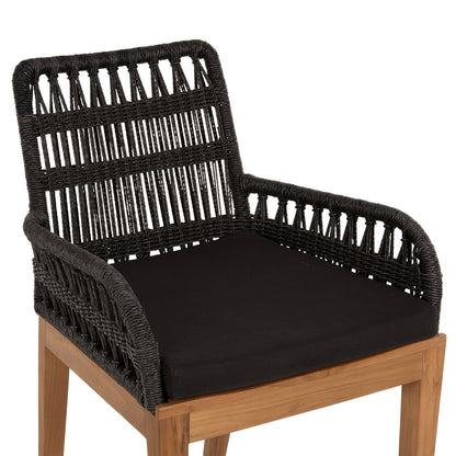 ARMCHAIR STARDOM HM9760.03 TEAK WOOD ΙΝ HONEY COLOR AND BLACK ROPE 57x65x83Hcm.