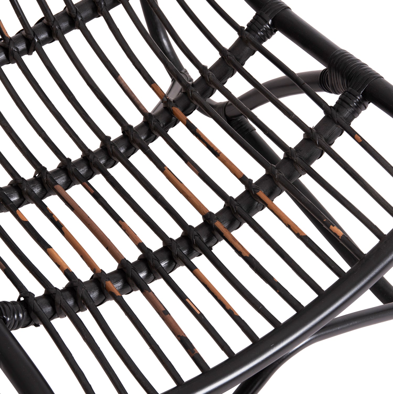 ARMCHAIR GRINN HM9815.02 RATTAN RODS IN BLACK COLOR 56.5x73.5x79.5H --B' GRADEcm.