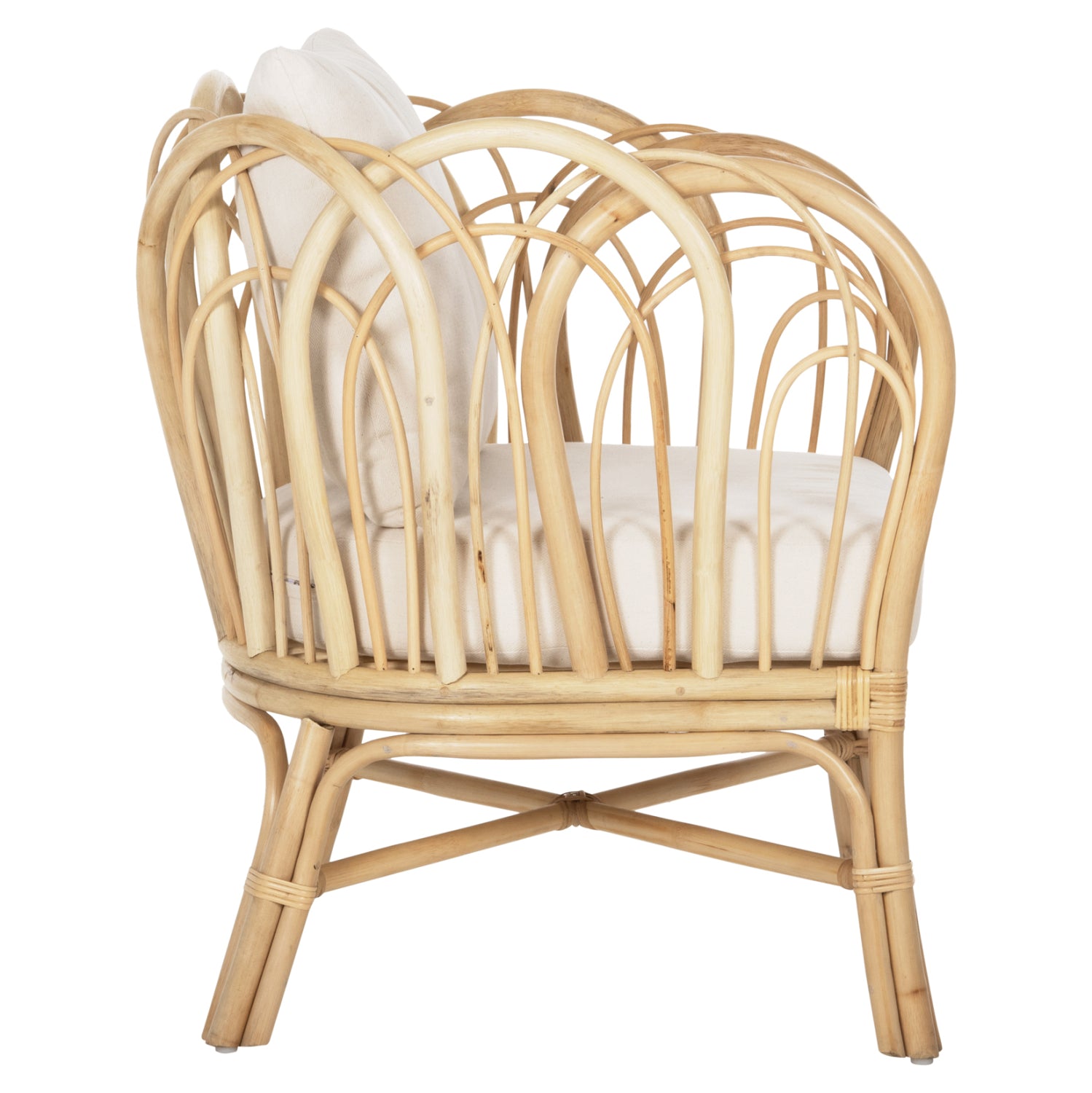 ARMCHAIR ESTOR HM9817 RATTAN IN NATURAL-WHITE CUSHION 78x75x92Hcm.