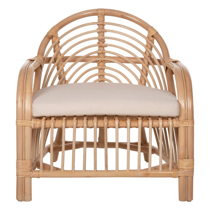 ARMCHAIR FEMUR HM9837 RATTAN IN NATURAL-WHITE CUSHION 72x66x75Hcm.