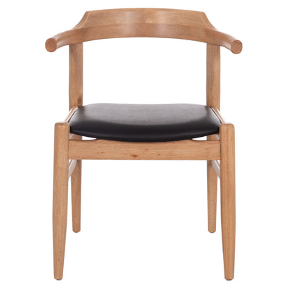 DINING CHAIR CERSEI HM9946.01 RUBBERWOOD IN LIGHT OAK & PU IN BLACK 57x53x72Hcm.