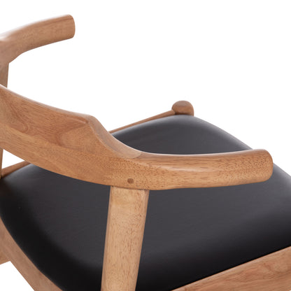 DINING CHAIR CERSEI HM9946.01 RUBBERWOOD IN LIGHT OAK & PU IN BLACK 57x53x72Hcm.