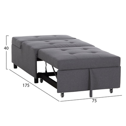 LOUNGE CHAIR-BED LIBRE HM3295.01 GREY FABRIC 75x106x87Hcm.