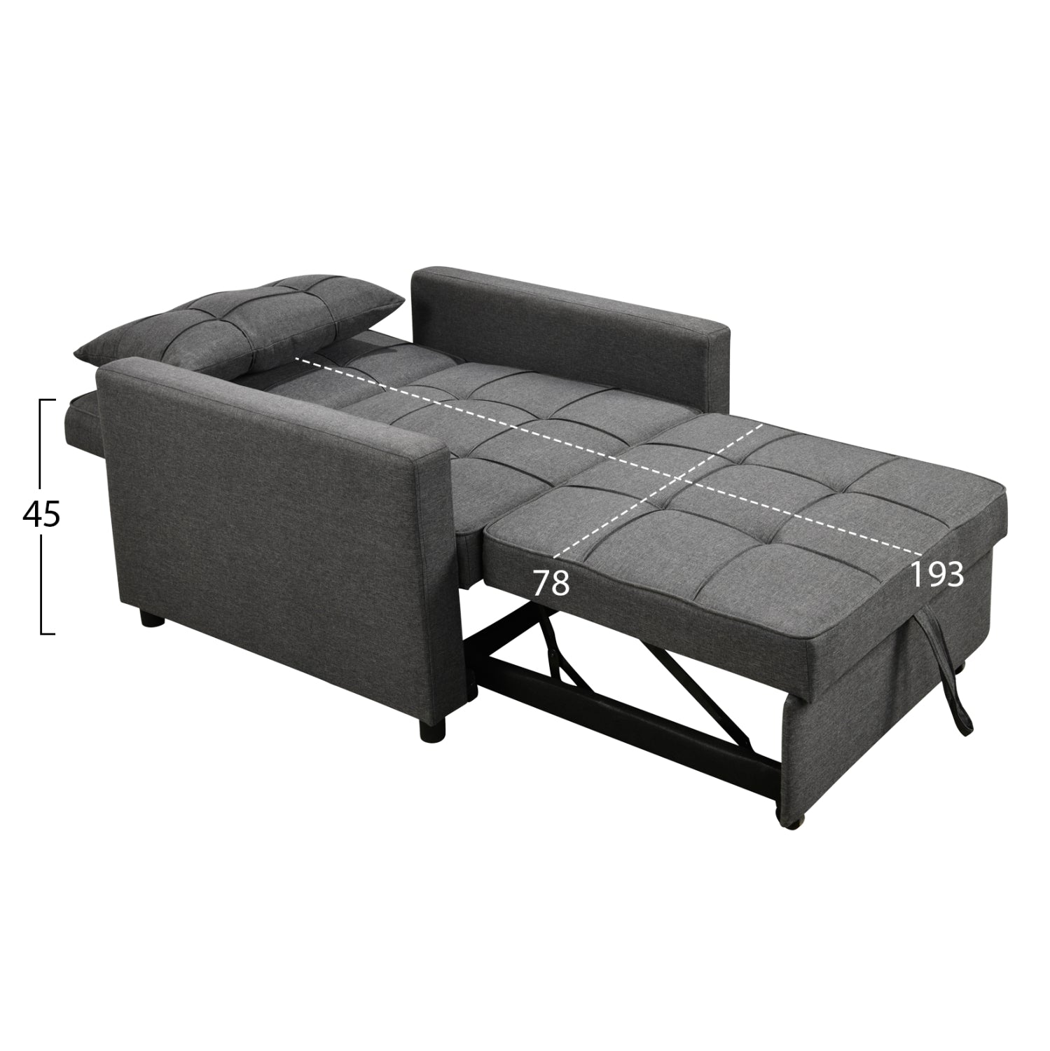 ARMCHAIR-BED MERO HM3306.01 GREY FABRIC 98x85x88Hcm.