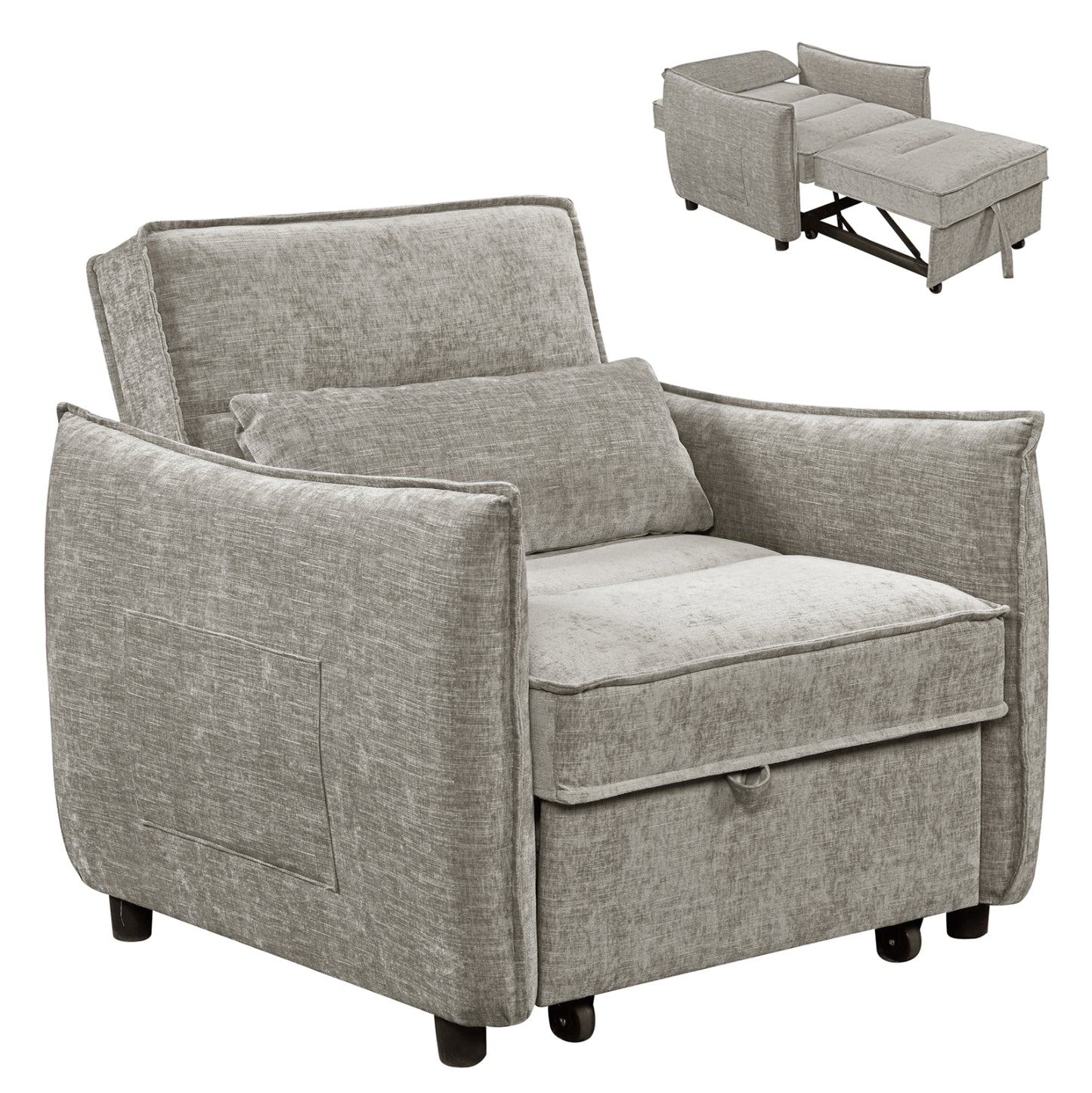 ARMCHAIR-BED ORYN HM3307.03 BEIGE FABRIC 89x85x84Hcm.
