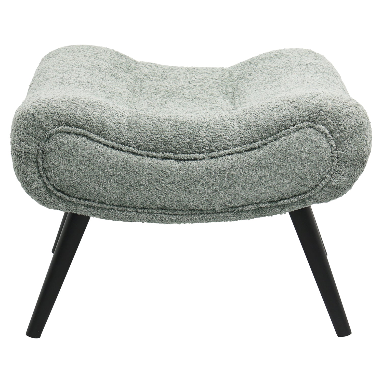 LOUNGE ARMCHAIR WITH FOOTREST BRYM HM10929.05 PISTACHIO GREEN BOUCLE FABRIC-BLACK LEGS 97x80x100Hcm.